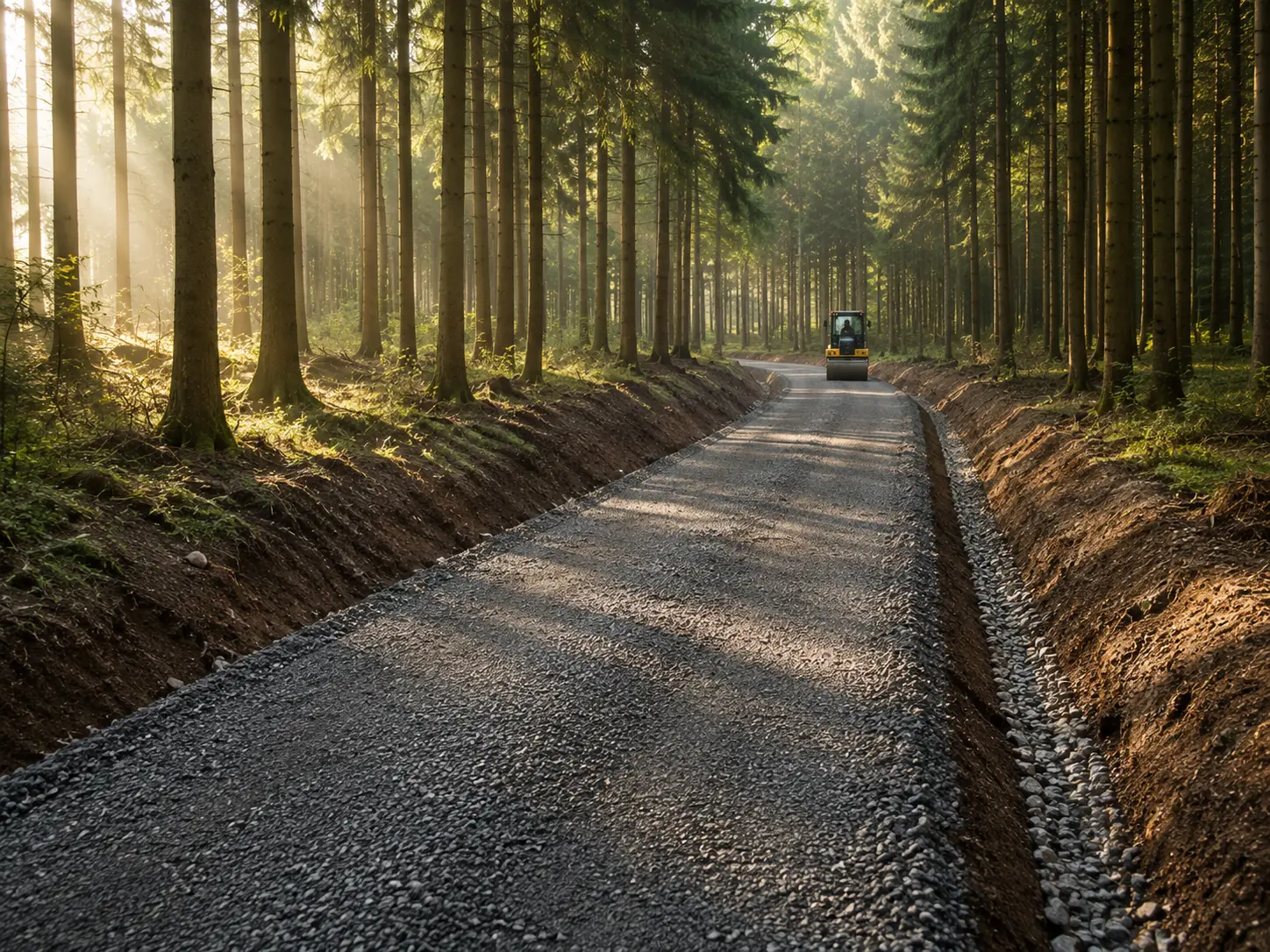 Instandgesetzter Waldweg für die Holzabfuhr in der Eifel