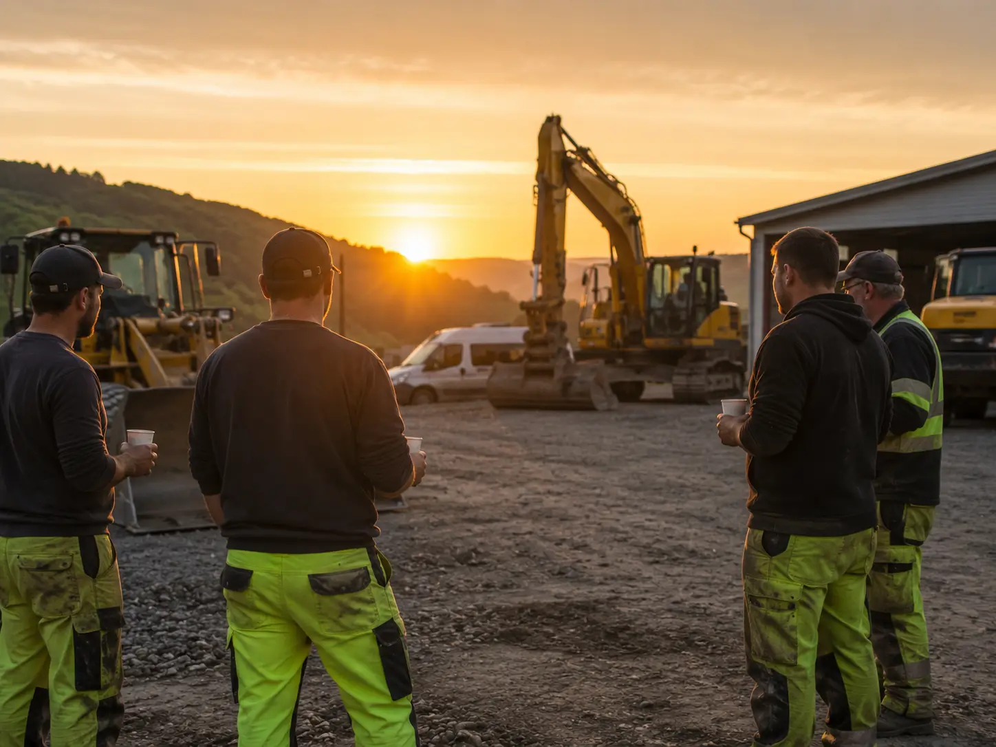 Das Team der HZ Bau & Forst GmbH vor dem Arbeitsbeginn