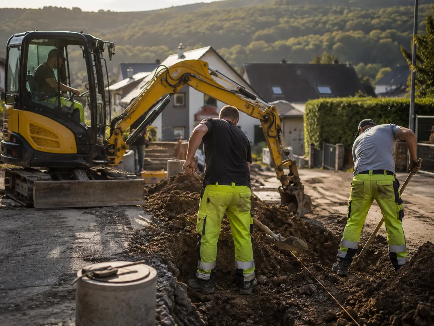 Team der HZ Bau & Forst GmbH auf einer Baustelle in der Vulkaneifel