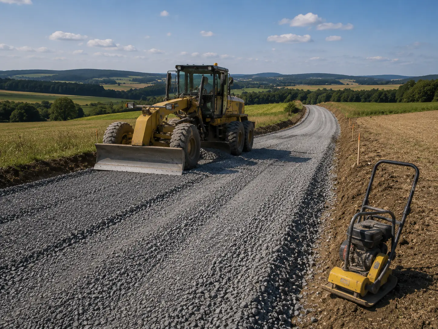 Wegebau mit Schotterplanum und Verdichtung in der Vulkaneifel